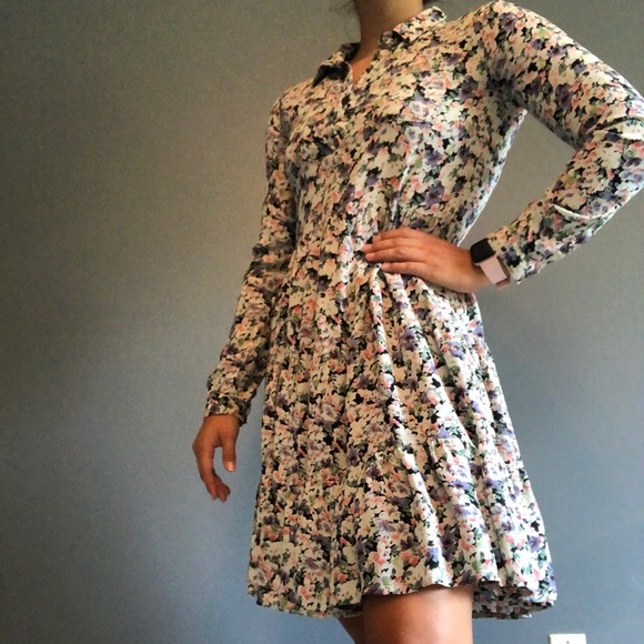 Ganni by Anthropologie Flowy Tiered Dress in Gauzy Floral - Picture 2 of 14